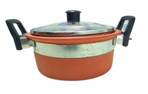 Traditional Clay Kadai with Handles and Glass Lid - 1 Litre